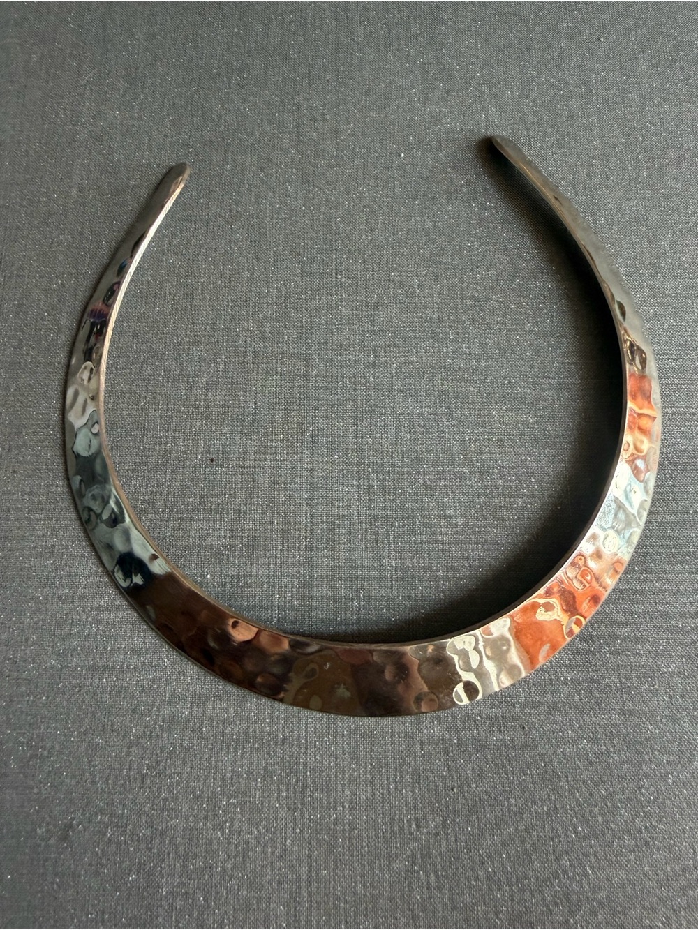 Vintage Hammered Silver Tone Torc Collar Choker Necklace